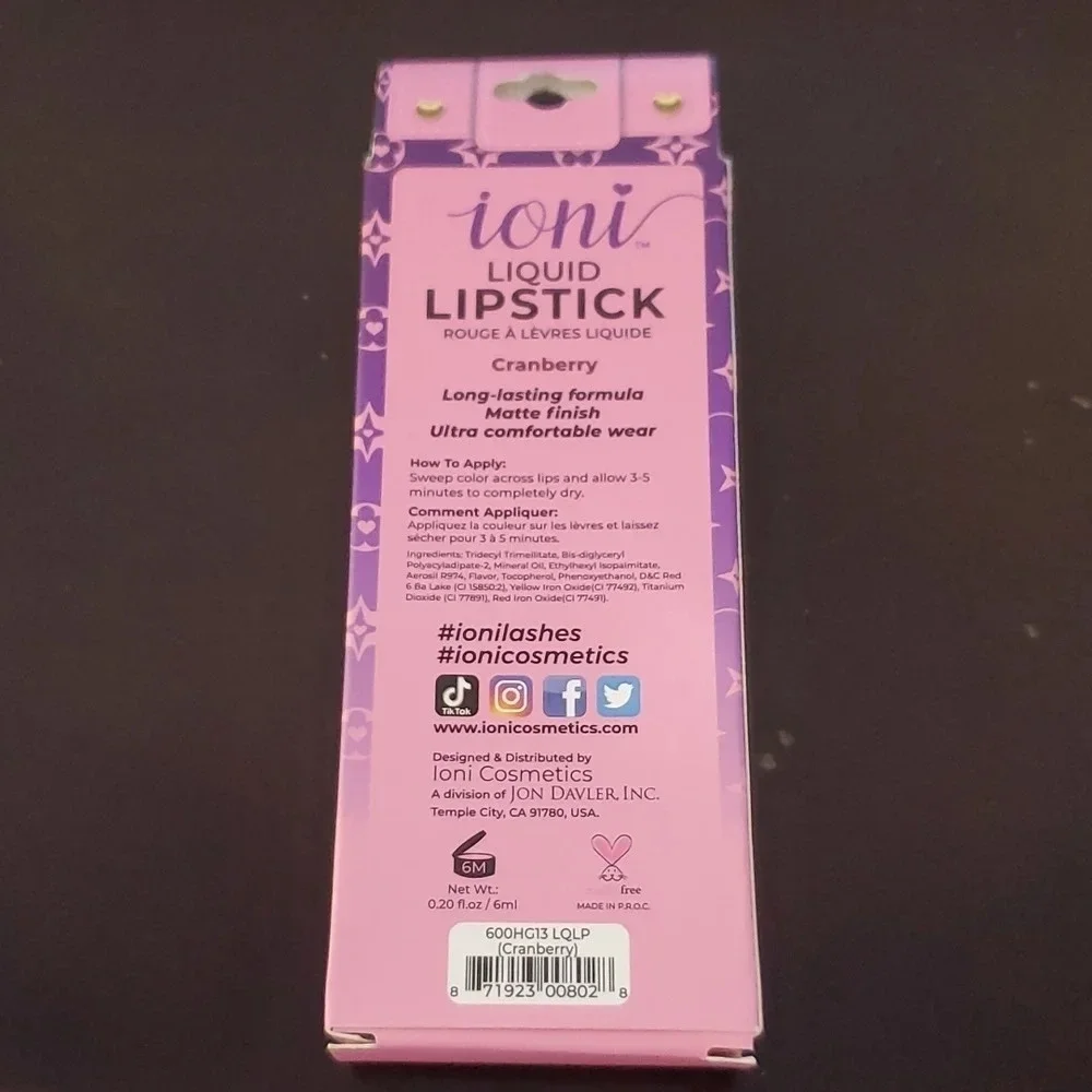 Ioni Liquid Lipstick Matte Cranberry Makeup Cosmetics
